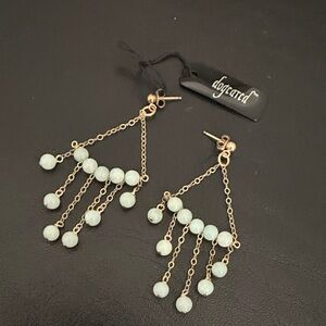 Dogeared Gold and Mint Chandelier Earrings